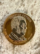 2012 24K Gold Silver Plated Lacquered Chester A. Arthur Presidential Dollar Coin