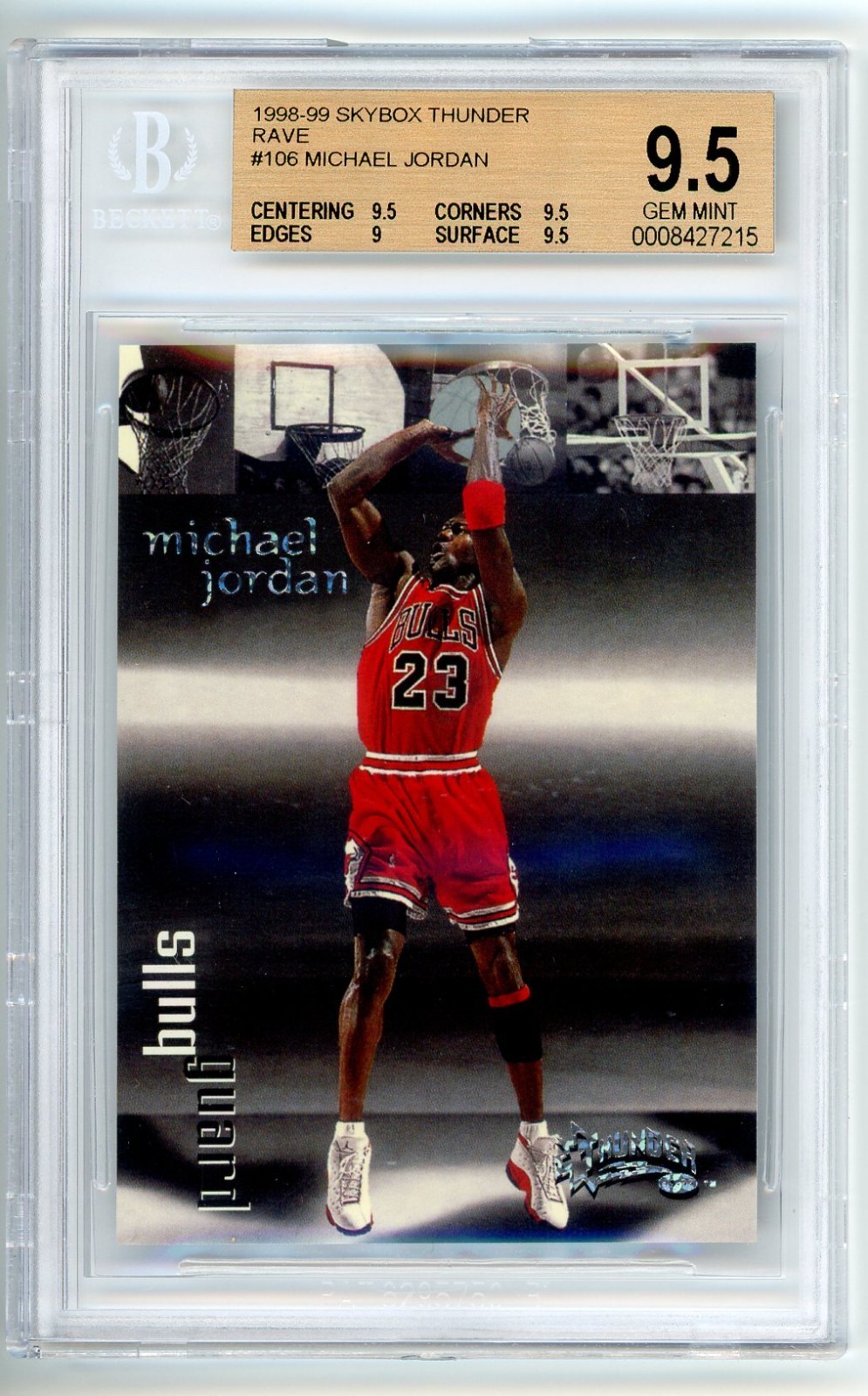 Michael Jordan 1998-99 Skybox Thunder Rave 092/150 #106 BGS 9.5 Gem Mint RARE