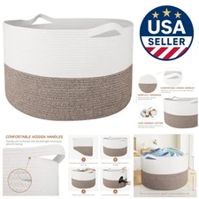 Versatile 21.7” Cotton Rope Storage Basket - Elegant Solution for Any Room