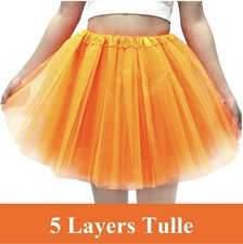 Orange 5 Layer Tulle Tutu Skirt Adult Costume Dance Ballet Halloween Cosplay