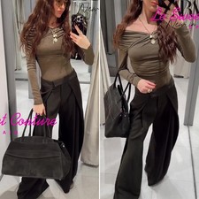 ZARA WOMAN FW25 GREEN ZW COLLECTION FLOWY PLEATED PANTS ALL SIZES 8219/250/500