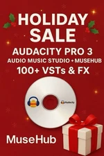 Audacity Pro 3 Audio Music Studio + Muse Hub + 100 VST - Windows Mac Linux-CD