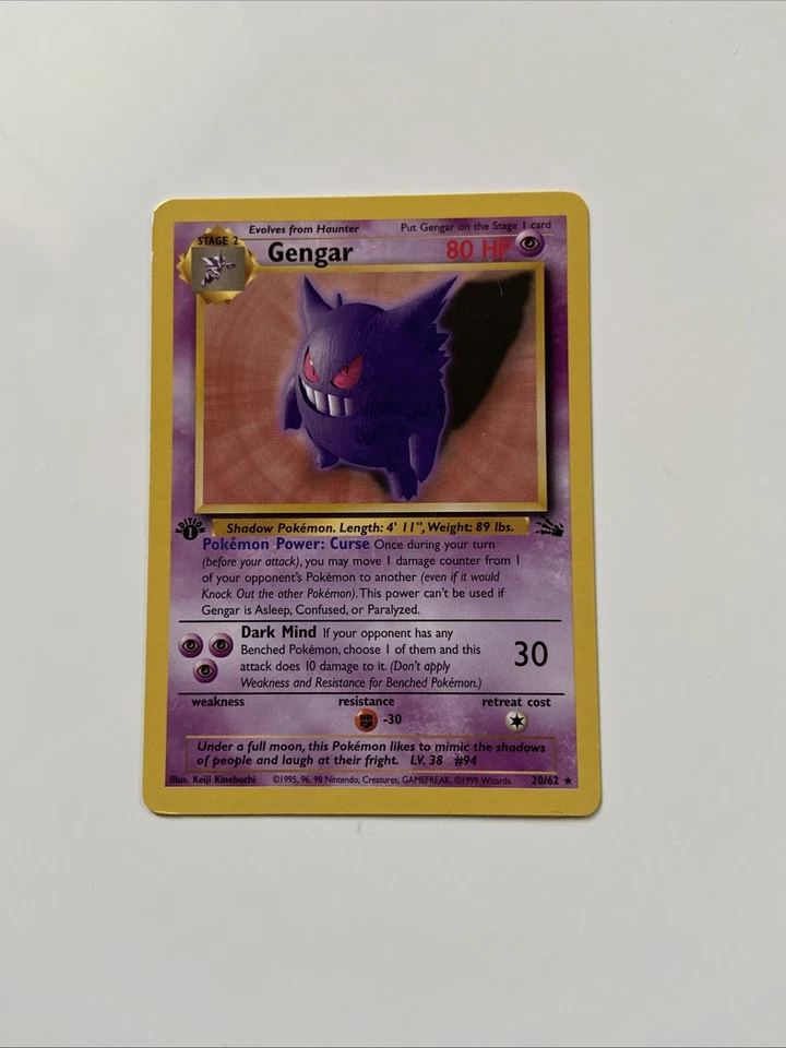 Pokémon Gengar TCG 20/62 Fossil 1st Edition - Image 2 of 3