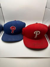Lot Of 2 Autographed Phillies Hats Jim Eisenreich/ Ricky Bottalico Not Authenti