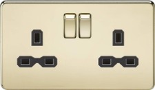Knightsbridge SFR9000PB Twin Screwless 13A 2G Dp Switched Socket-Polished Brass