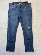 Women  s Kut from the Kloth Jeans  Size 12  Blue Dark Wash Distressed Straight