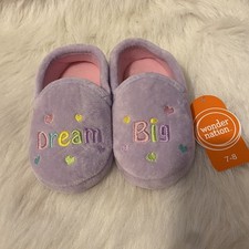 Wonder Nation Dream Big Slippers Girls Size 7-8 Purple Slip On Shoes Lightweight