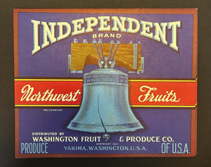 Wholesale lot of 25 old vintage Independent apple fruit labels—Yakima, WA.