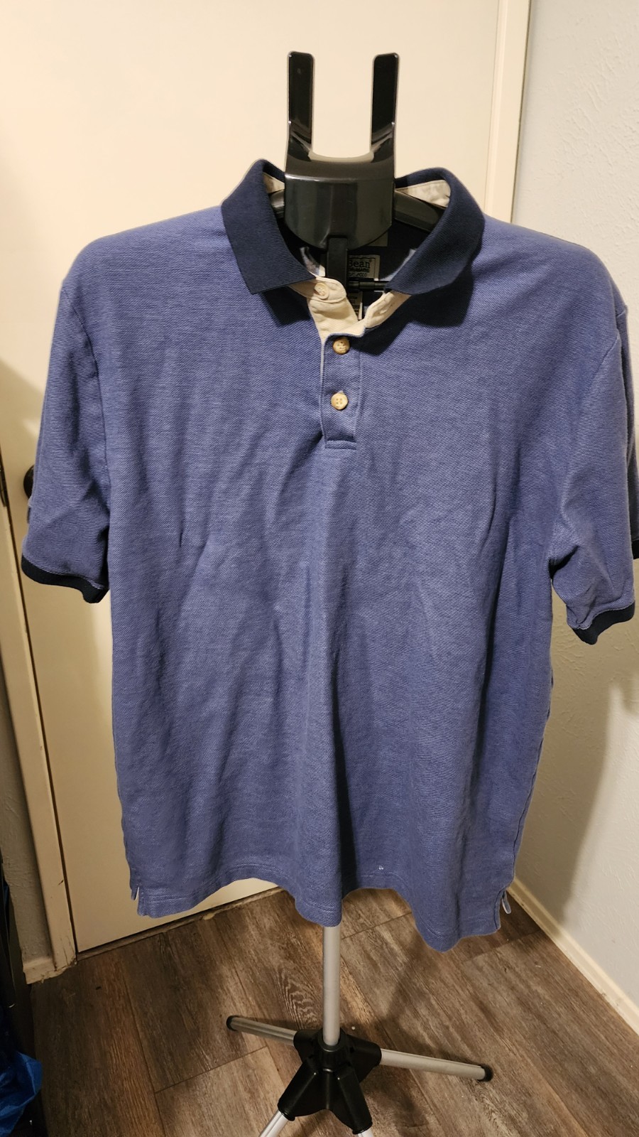 VINTAGE LL Bean Shirt Mens Large  Blue Traditional Fit Tall Short Sleeve Polo