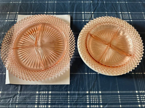 Vintage Anchor Hocking Miss America Pink Depression divided relish & Grill Plate