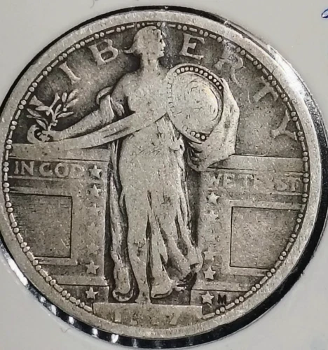 1917-P Standing Liberty Quarter No Stars Type 1 VG Details *Partial Date*
