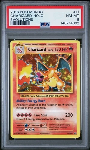 2016 POKEMON XY EVOLUTIONS #11 CHARIZARD-HOLO PSA 8