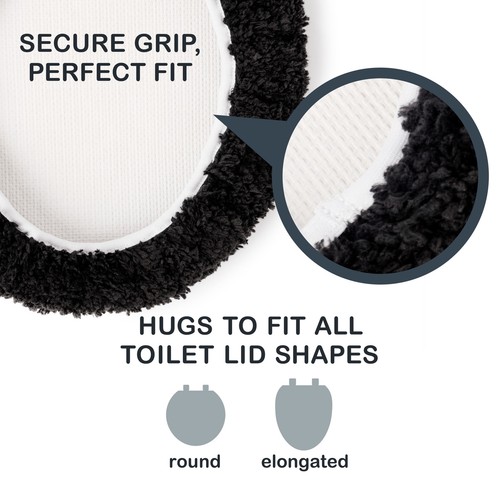 Mainstays Basic Polyester 19" x 22" Toilet Lid Cover, Black - Picture 6 of 6