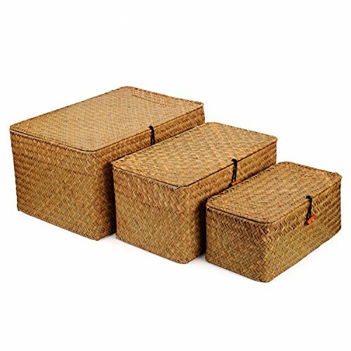2 Cestini In Vimini Ctosree Con Coperchio Stile Bohémien – 25x22 Cm, Con 100 Sacchetti, Per Bagno E Camera Da Letto