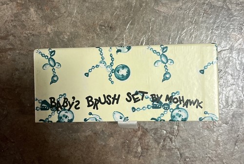 Vintage Baby’s Brush Set By Mohawk Pin Bin Yellow Storage Box Only 