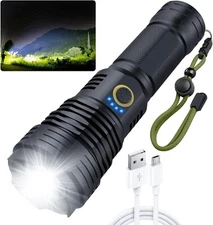 Flashlights High Lumens Super Bright Rechargeable Waterproof Zoomable w/ 5 Modes