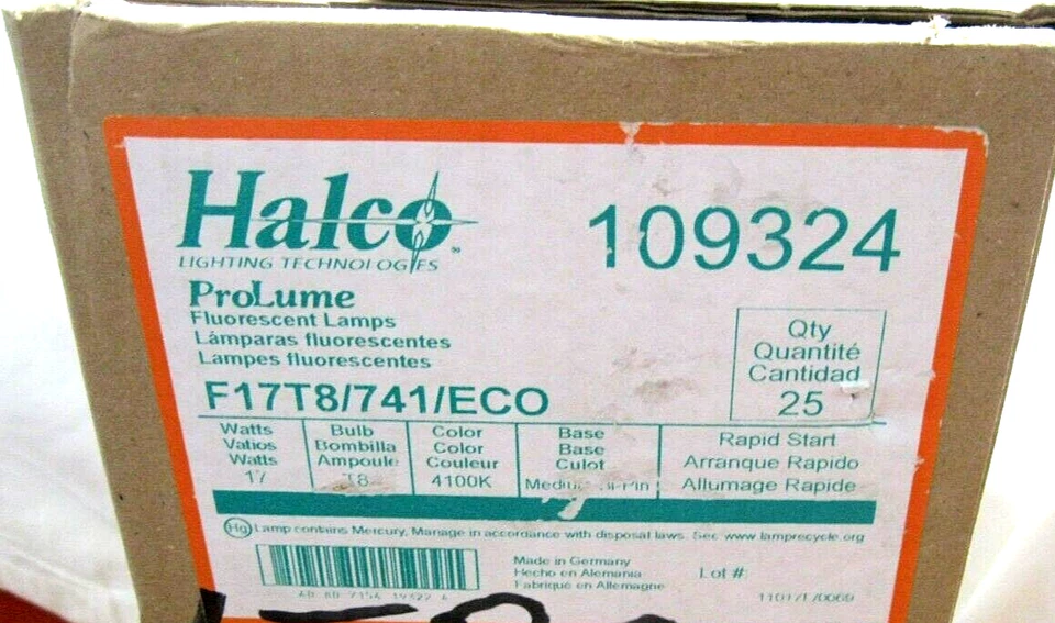 5 x HALCO F17T8/CW 17w Watt 24" in Fluorescent Tube Lamp Bulb 4100K ECO 2FT LOT - Image 2 of 4