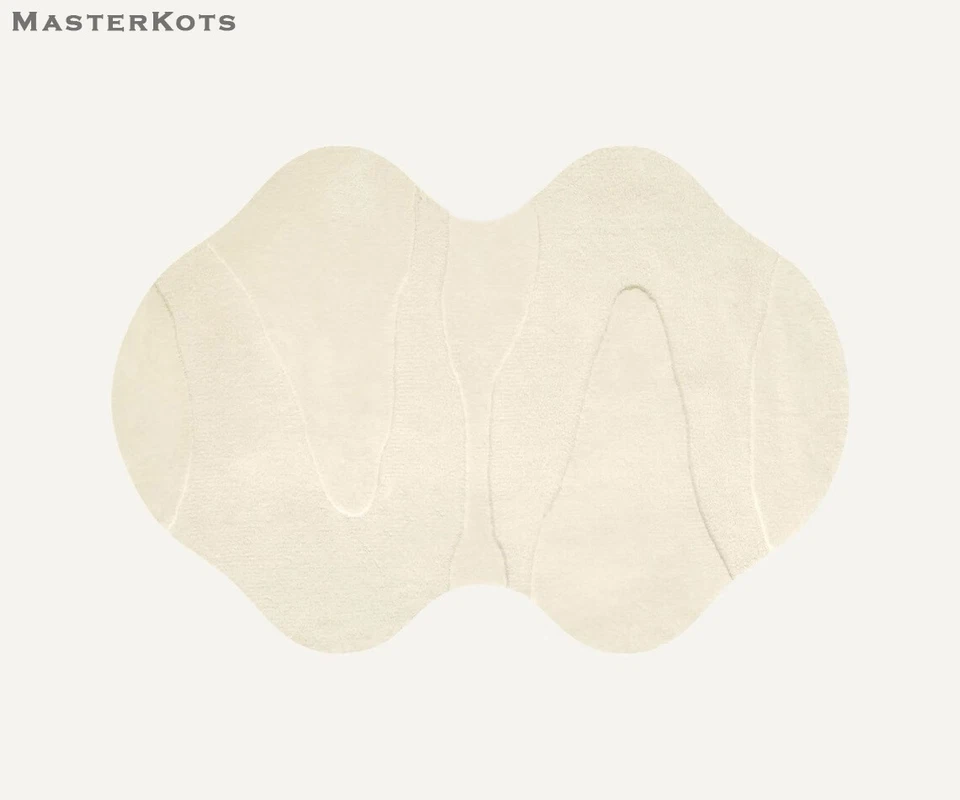 Alfombra alfombra suave 100 % lana acolchada a mano de pelo alto y bajo de forma irregular Foto 4 de 4