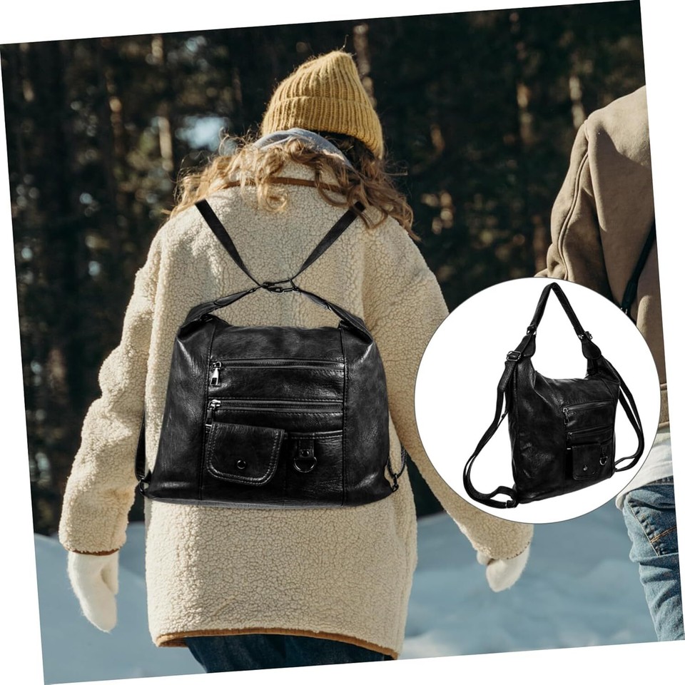 Pu Women's Bag Fashion Retro Design Handbag Simple Girl Backpack Lady