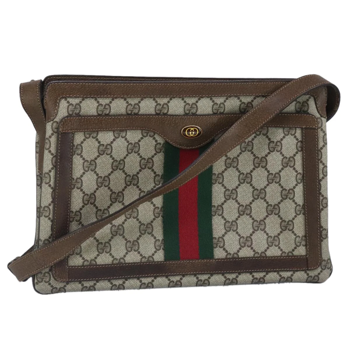 Sac à bandoulière GUCCI GG Supreme Web Sherry Line PVC beige 14 01 4085 authentique 97697