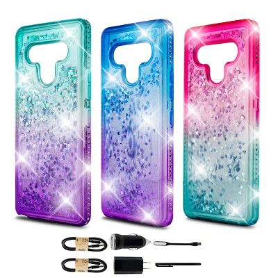 Bundle+For LG Stylo Liquid Glitter Quicksand Phone Case Cover Shockproof 