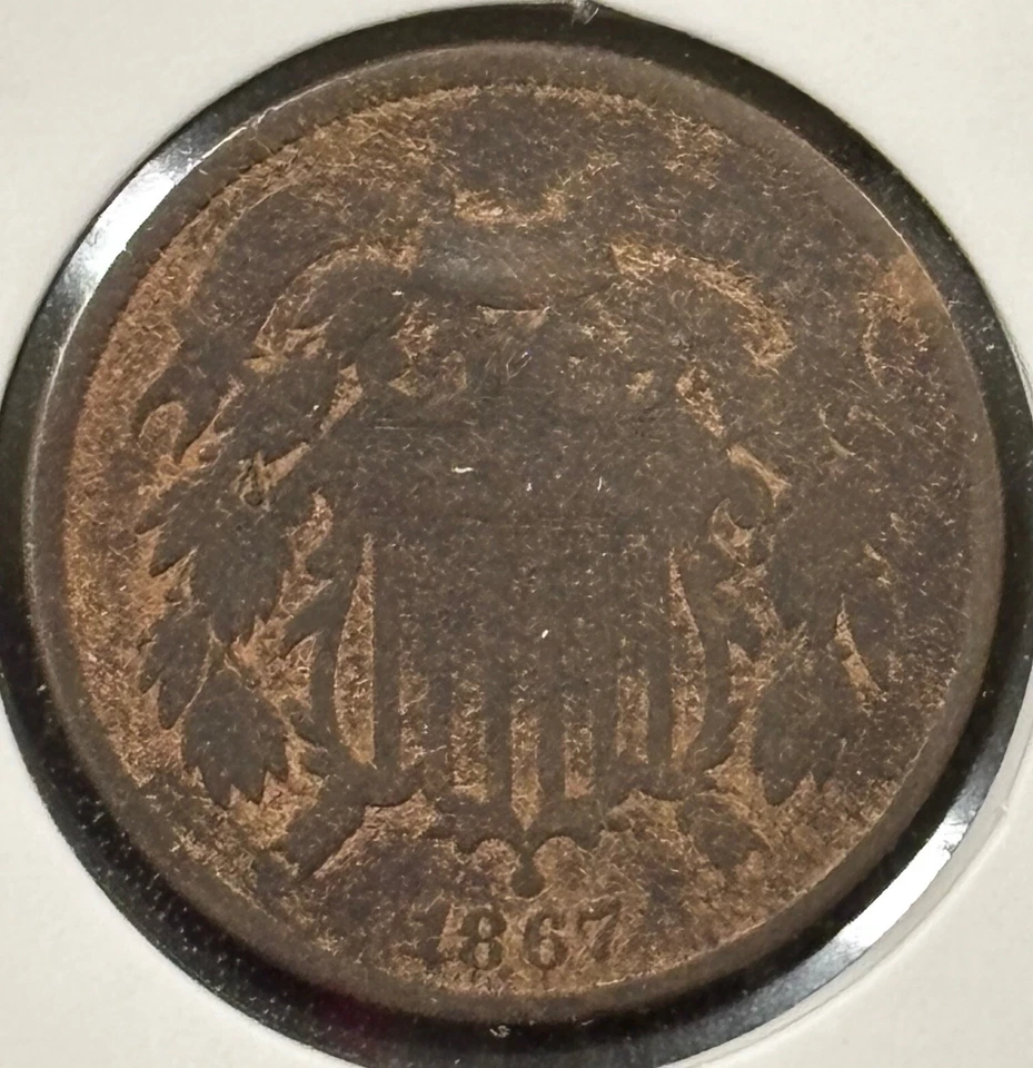 1867 Two Cents "Union Shield" US Civil War Era Coin - AG - Image 3 of 4