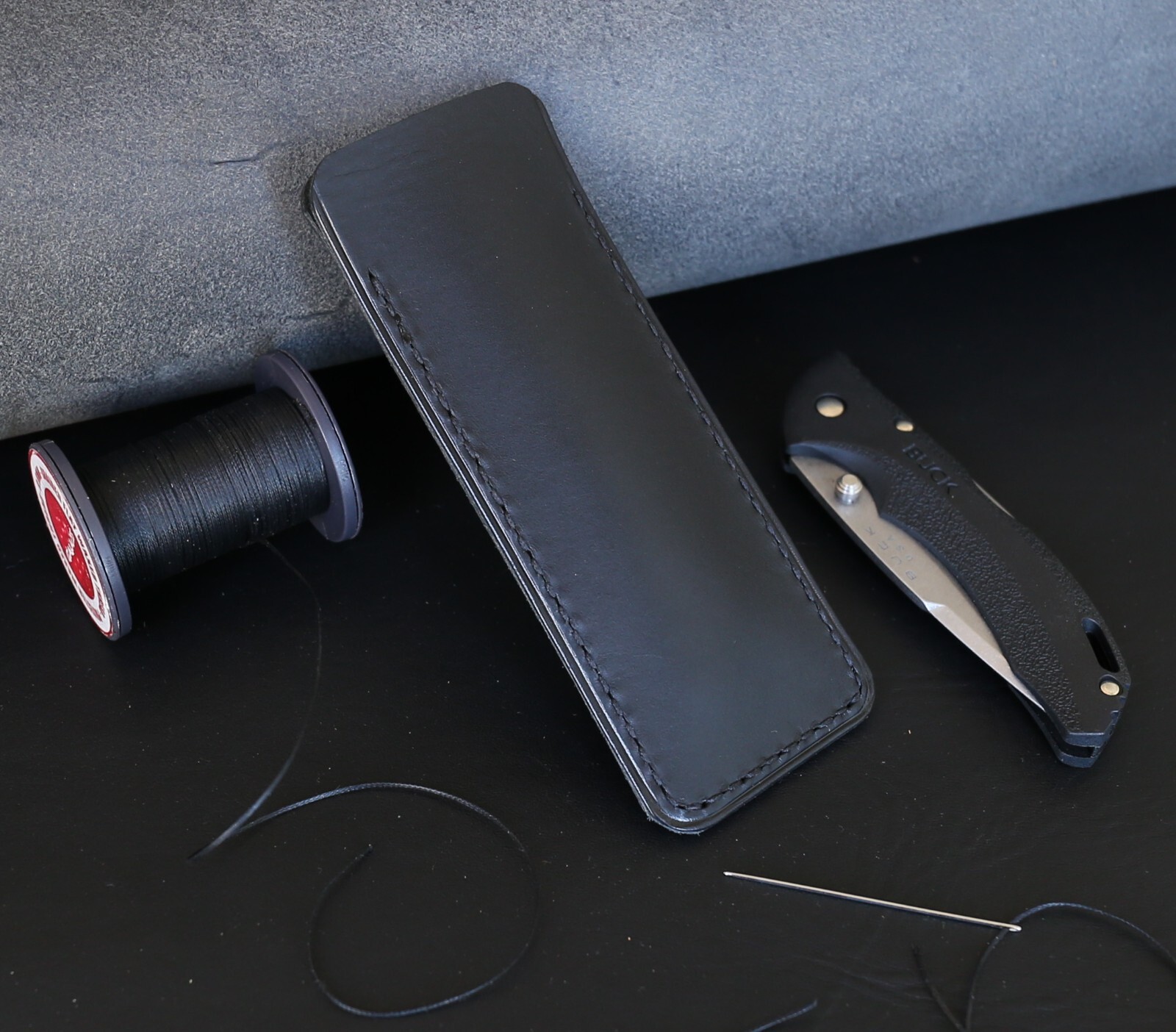 Leather Folding Blade Knife Sheath, Black Leather Knife Sheath, EDC Tools Pocket