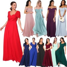 Women Formal Dress Evening Wedding Ball Long Gown Maxi Prom On Off Shoulder 8-18