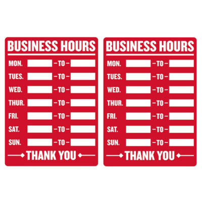 2Pc Open Closed Business Hours Sign Mon-Sun Store Office Cling Window