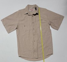 Wrangler Rugged Wear Short Sleeve Shirt Size M Brown Button Up Camp Maui Hawaii