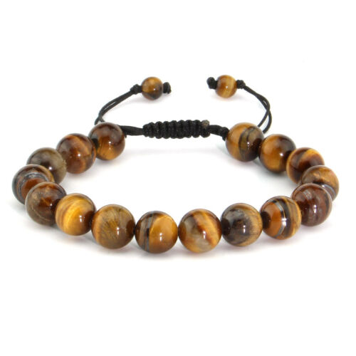 Natural Tiger's Eye Spirit Healing Gemstone Beads Beaded Bracelet Bangle for Men - Picture 1 of 104