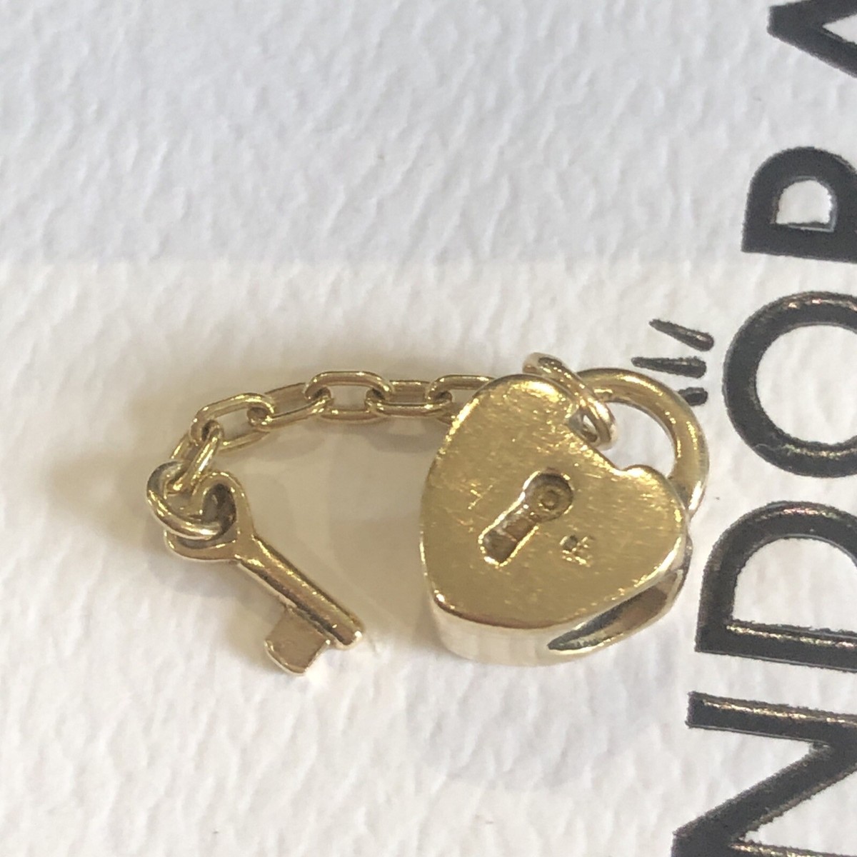 AUTH Pandora Heart Lock Key to My Heart 14ct Gold Charm 750341