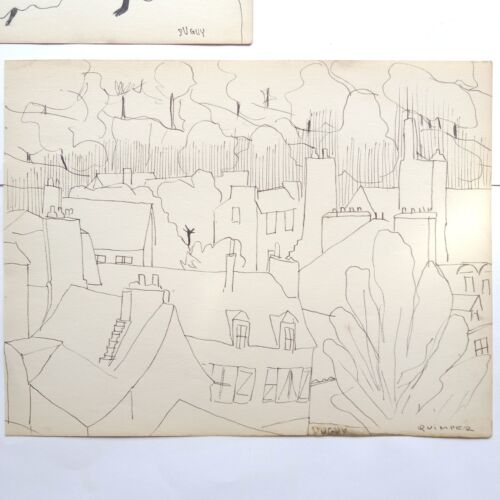 VUES DE QUIMPER en 1949 Lot de 3 DESSINS CROQUIS signés LOUIS DUGUY 1928 2006 - Picture 4 of 9