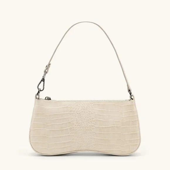 JW PEI Eva Shoulder Handbag, Vegan Leather, Ivory Crocodile, Used Once MSRP $59