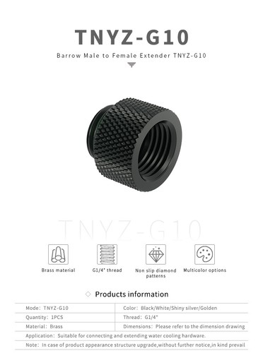 Taczka 10 mm G1/4 gwint męski na żeński 10 mm przedłużacz złączka TNYZ-G10 - Zdjęcie 2 z 10