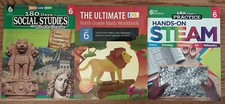Lot of 3 Sixth Grade Workbooks STEAM, Ultimate Math Workbook and Social Studies