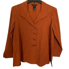 Ali Miles Jacket Womens M Orange Long French Sleeves Toggle Buttons Light Weight