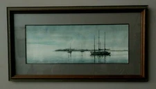 Gualo Lubeck "Quiet Dawm" Well Framed & Matted-Signed Lithograph 22.5" x 11.5"