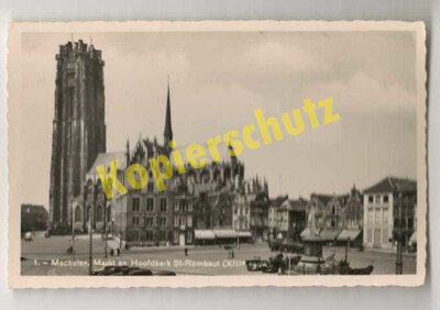 Mechelen Postcard Malines Flanders Market Square Hoofdkerk St. Rome Building around 1920 
