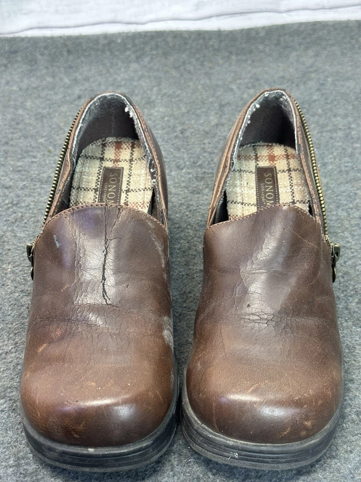 Y2K 2000s Chunky Leather Square Toe Mules Slides Boho Fairy Grunge Hippie 6 - Image 2 of 4