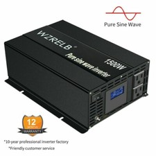 Pure Sine Wave Inverter 1500W 48V to 110V 220V Power Converter Car LCD Camp