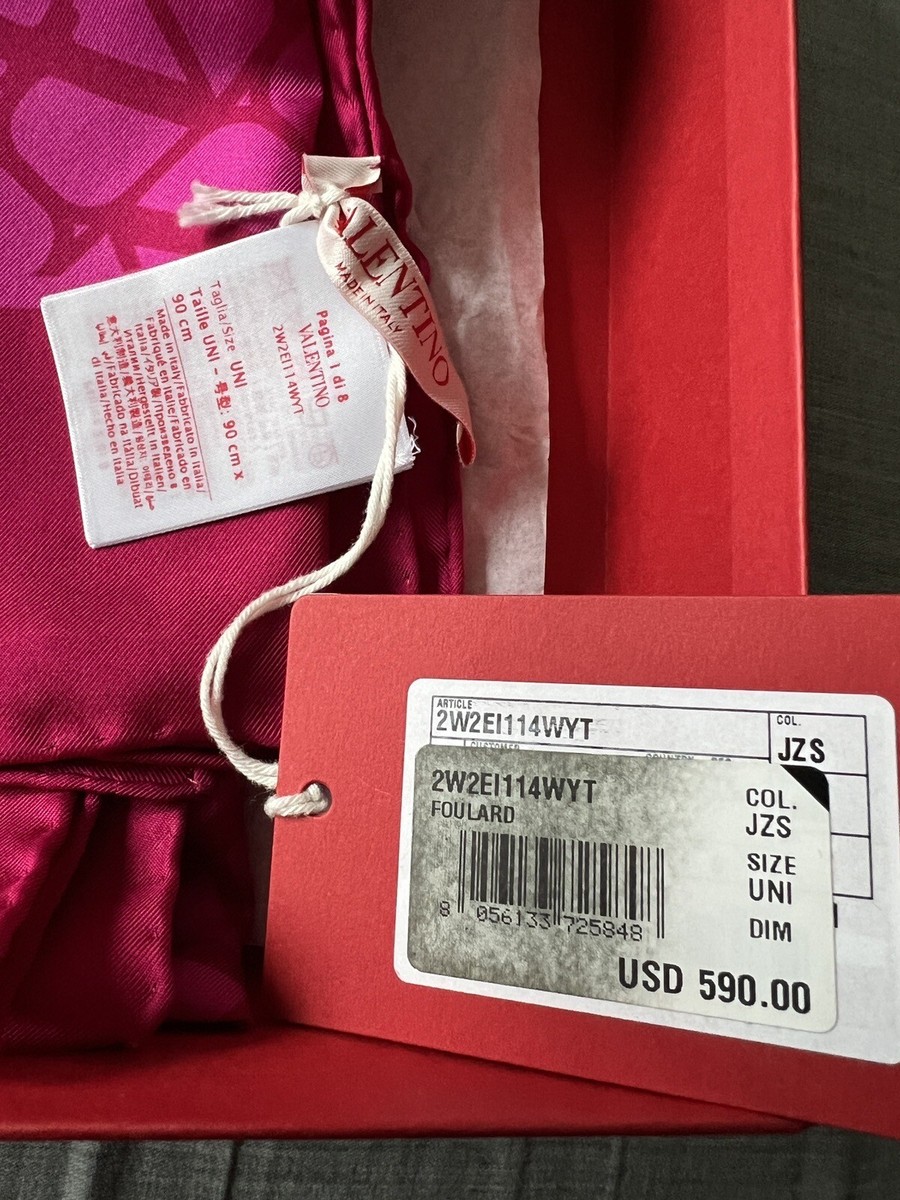 Valentino V Logo Two-Tone Monogram Silk Square Scarf PINK