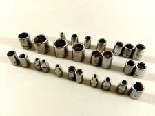 Socket Set Lot Of 26 Mix Various Shallow Pieces Unbranded Taiwan Mechanic Tools