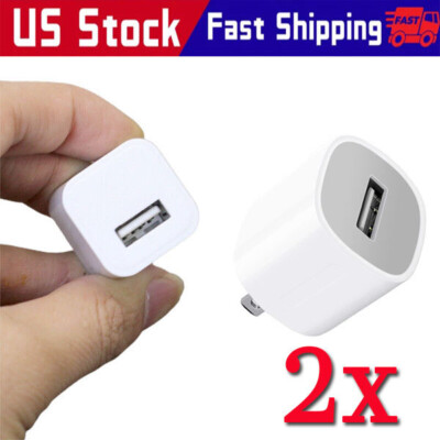 White 1A USB Power Adapter AC Home Wall Charger US Plug FOR iPhone 5 6 7 8 LOT