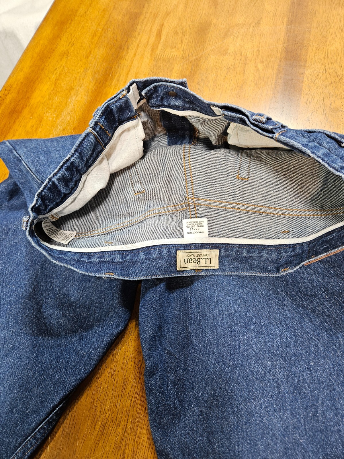 LL Bean Jeans Mens 37x29 Blue Comfort Waist Straight Elastic Waist