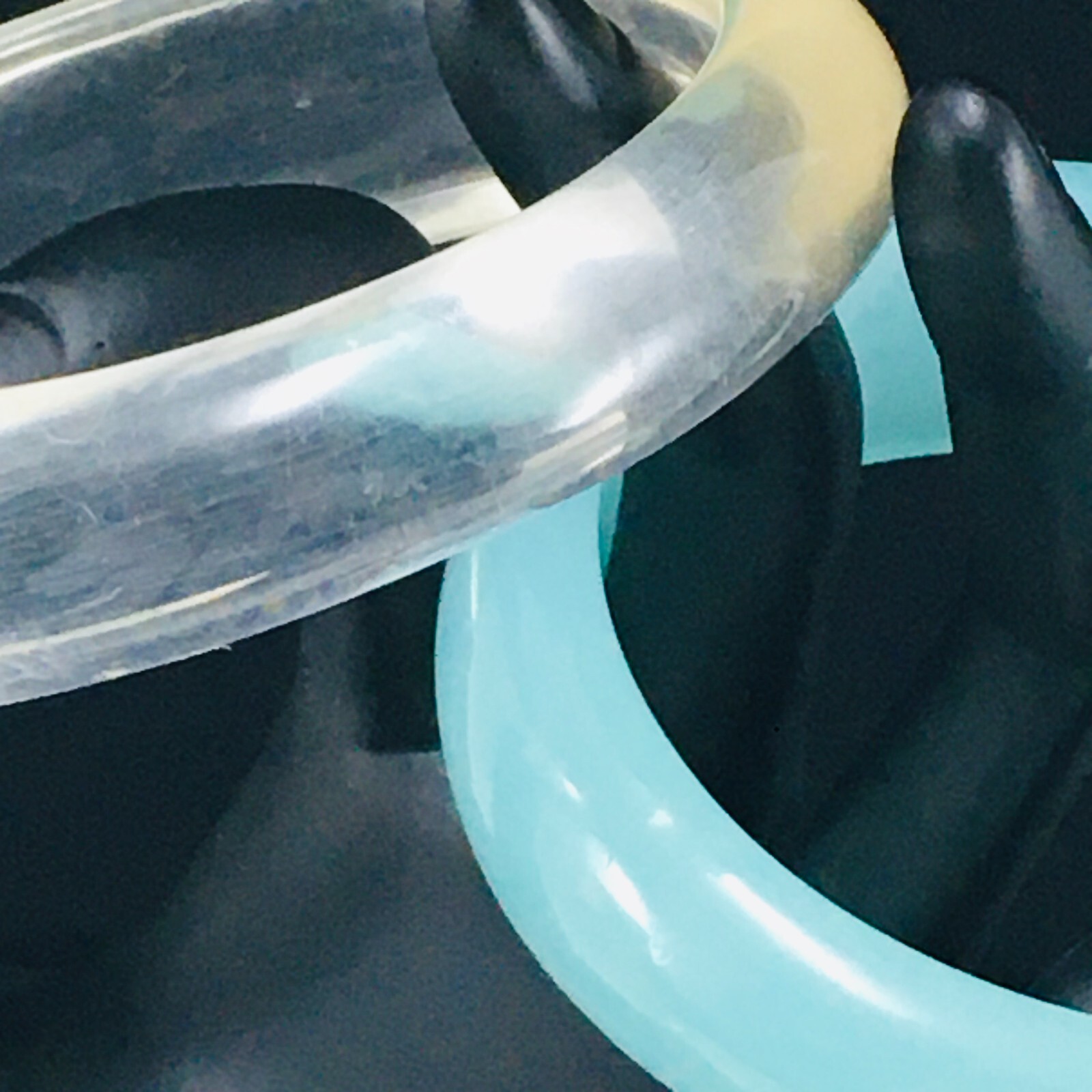 Bangle Bracelets 2 Translucent 1 Clear and 1 Teal… - image 5