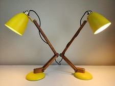 Maclamp 1960s wood arm lamp. Vintage Habitat. Little Greene 47. MCM. 2 available