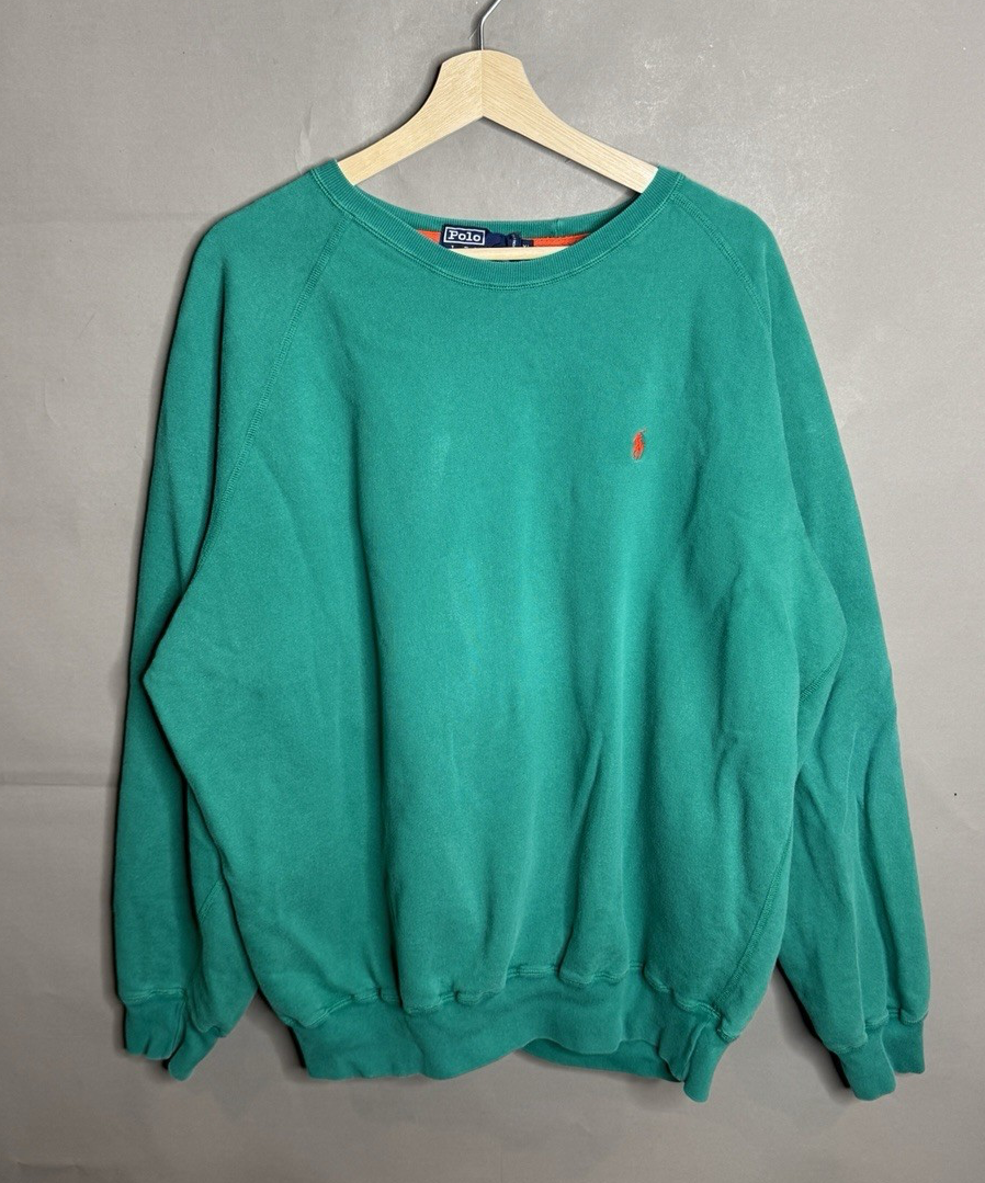 Polo Ralph Lauren verde con pony rosso essenziale felpa manica lunga taglia XL