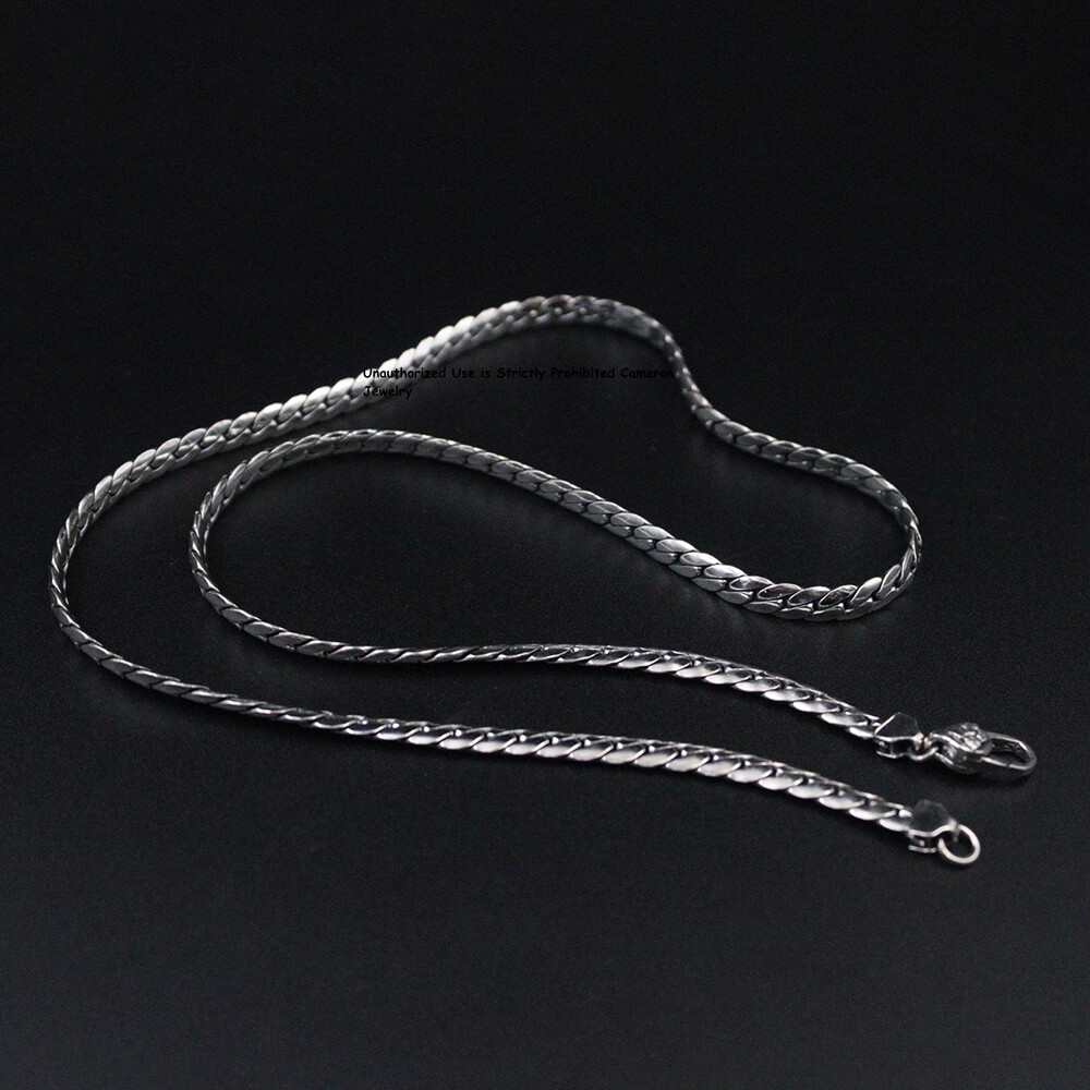 Pure S925 Sterling Silver Chain 5mm Snake Curb Link Necklace 33