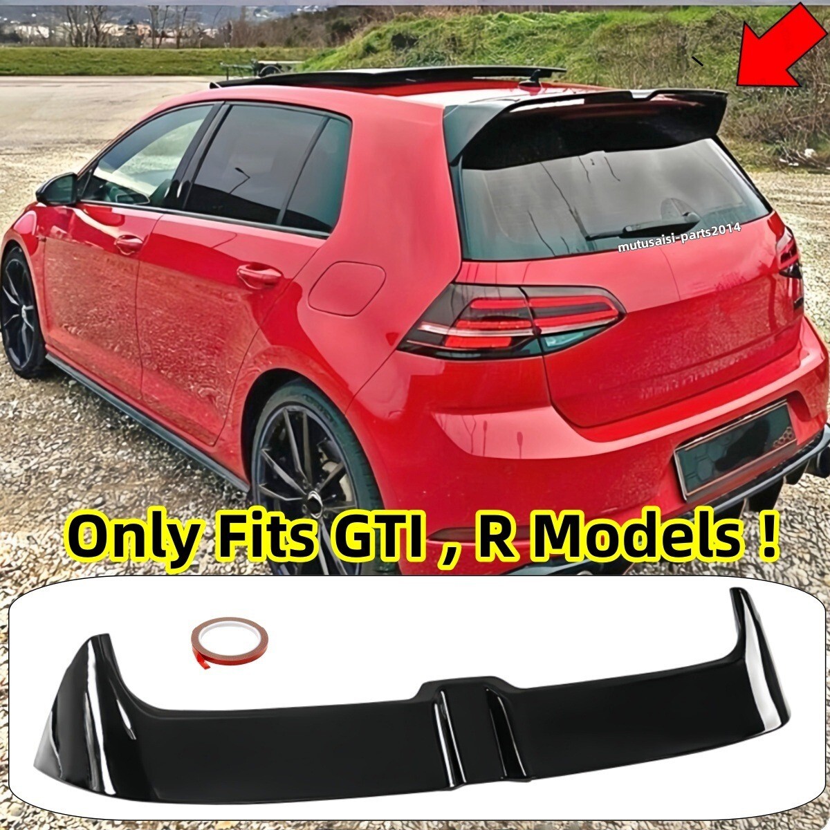 For 2015-2021 VW GTI R MK7 Glossy Black Oettinger Style Rear Window Roof Spoiler
